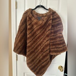 INC International Concepts Brown Faux Fur Poncho